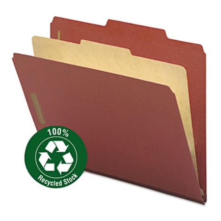 Made-To-Stick Pressboard Classification Folder, 1 Divider, 2 in. Exp, .4 Cut, Letter, Red, 10PK MA39415